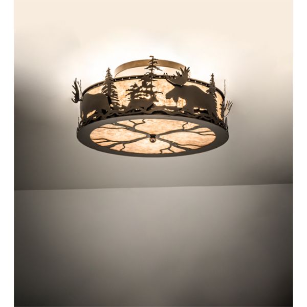 243425 24 in. Moose & Fox Flushmount, Amber Mica