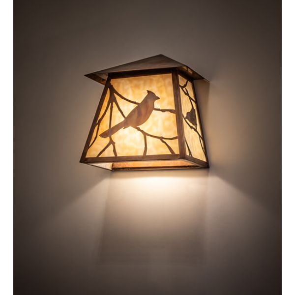 243782 12 in. Stillwater Song Bird Wall Sconce, Beige