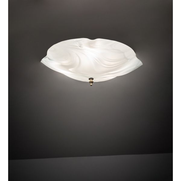 244011 16 in. Metro Blanco Swirl Organic Flushmount, White