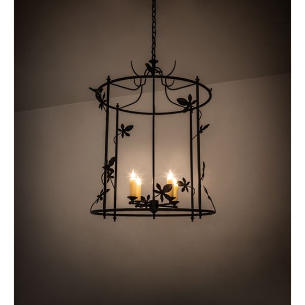 244470 25 in. Jillian 4 Light Pendant, Black Metal 410