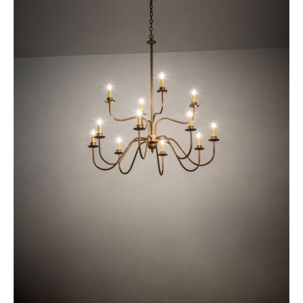 244516 42 in. Ean 12 Light Two Tier Chandelier, Gold