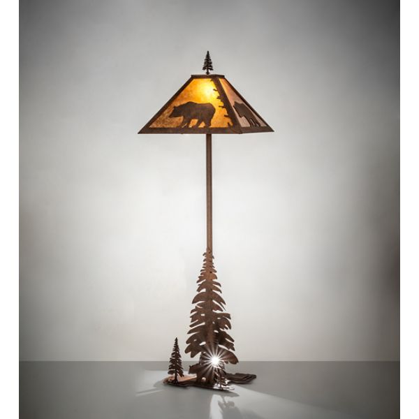 244686 77 in. Lone Bear with Lighted Base Floor Lamp, Amber Mica