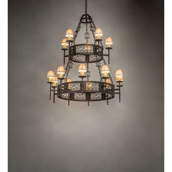 244797 48 in. Toscano 15 Light Two Tier Chandelier, Chocolate & Beige