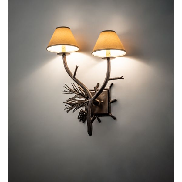 245056 18 in. Lone Pine 2 Light Wall Sconce, Beige