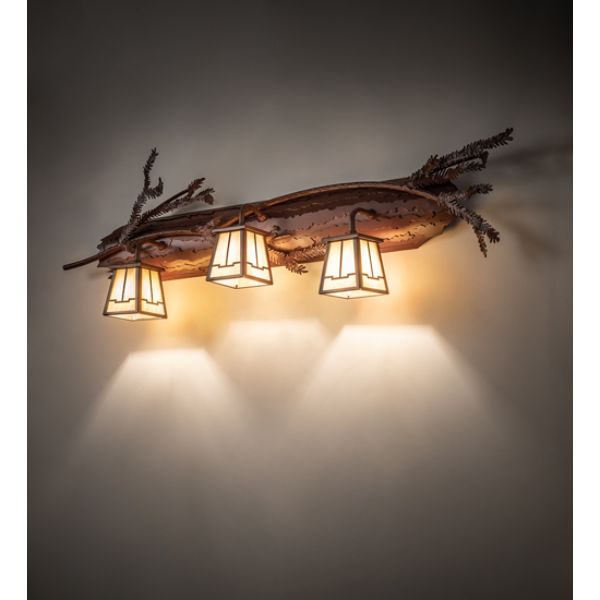 245403 38 in. Pine Branch Valley View 3 Light Vanity Light, Beige & Iridescent