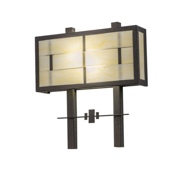 246221 18 in. Weaved Idalight Wall Sconce, Chocolate, Beige & Black Metal