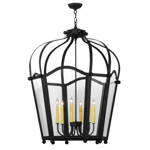 246270 33 in. Citadel 6 Light Pendant, Black Metal 410