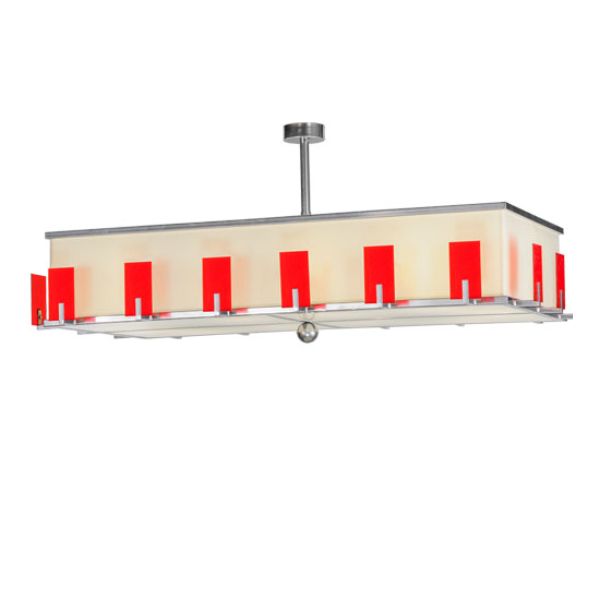 246488 72 in. Quadrato Escalade Fabric Oblong Pendant, Ruby, Beige & White