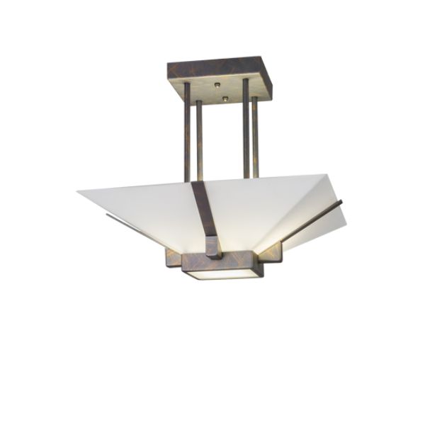 247394 20 in. Square Grayling Semi-Flushmount, White