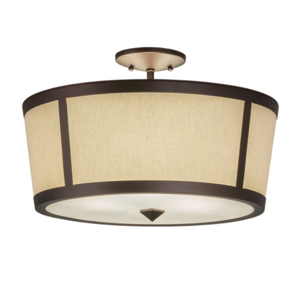 248167 18 in. Cilindro Tapered Semi-Flushmount, Beige & White