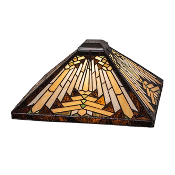 65908 17 in. Square Nuevo II Lamp Shade, Coral, Chocolate & White