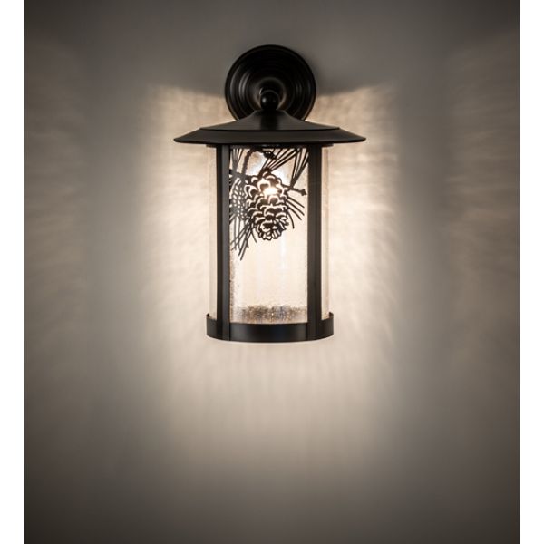 91383 10 in. Fulton Winter Pine Solid Mount Wall Sconce, Clear Seeded Glass & Acrylic