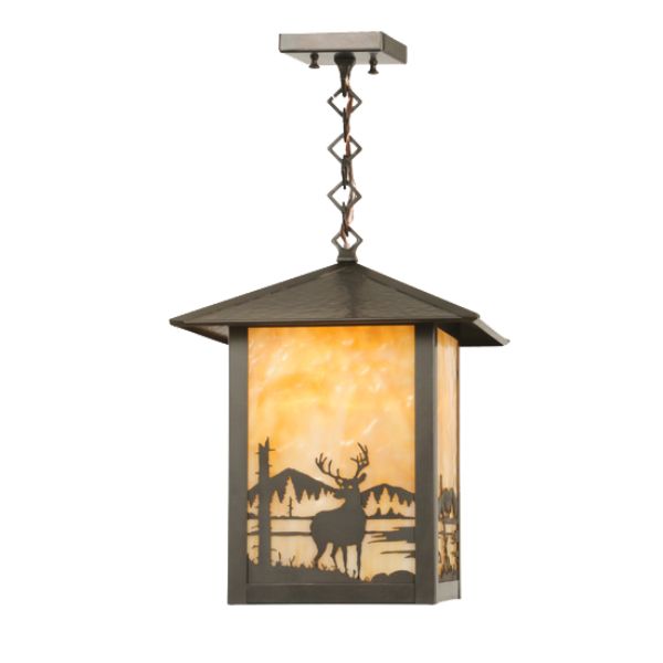 96132 12 in. Square Seneca Deer Creek Ceiling Pendant, Beige