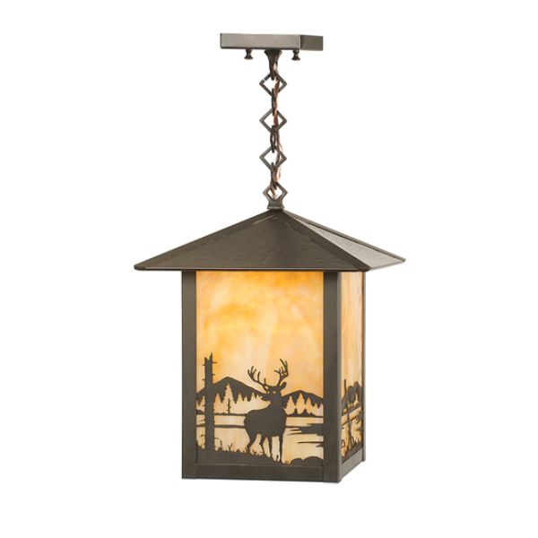 96355 16 in. Square Seneca Deer Creek Pendant, Beige