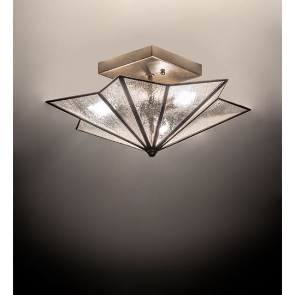 242585 16 in. Wide Star Semi-Flushmount, Clear Seeded Glass & Acrylic