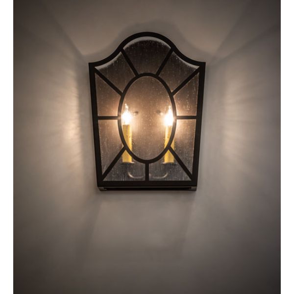 243685 12 in. Wide Austin 2 Light Wall Sconce, Clear Seeded Glass & Acrylic