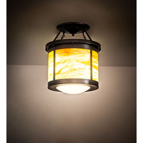 244014 20 in. Wide Arts & Crafts Semi-Flushmount, Beige