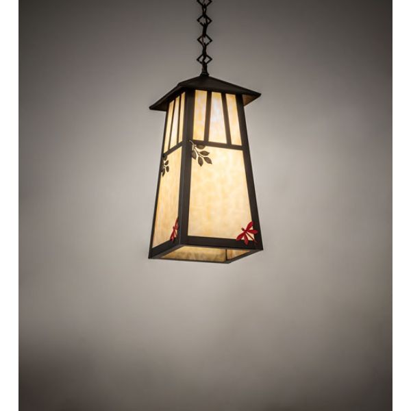 245066 8 in. Square Stillwater Double Bar Mission Pendant Light, Beige