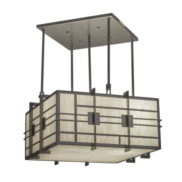 245462 24 in. Square Spalding Pendant Light, Beige & White