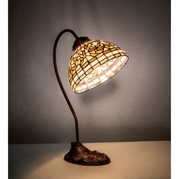 247787 18 in. High Tiffany Turning Leaf Desk Lamp, Ruby & Green -  Meyda Tiffany