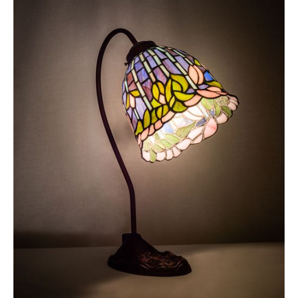 247789 18 in. High Tiffany Flowering Lotus Desk Lamp, Ruby & Green -  Meyda Tiffany