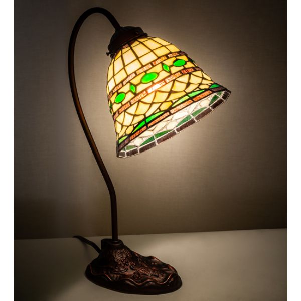 247792 18 in. Wide Tiffany Roman Desk Lamp, Ruby & Green -  Meyda Tiffany