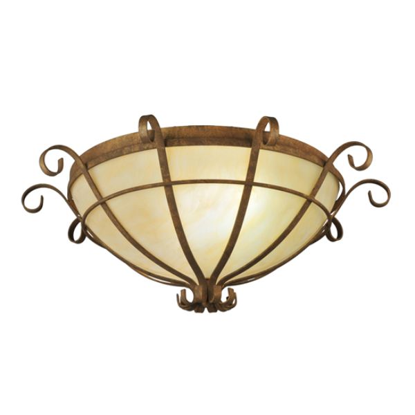 249801 24 in. Wide Florentine Flushmount, Beige & Gold