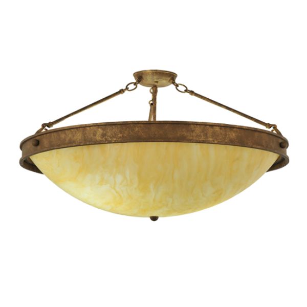249841 30 in. Wide Dionne Semi-Flushmount, Chocolate, Beige & Gold