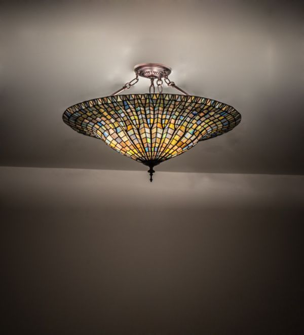 243228 24 in. Tiffany Lotus Leaf Semi-Flushmount