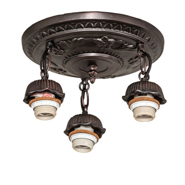 30542 11 in. Mahogany Bronze 3 Light Semi-Flushmount Hardware