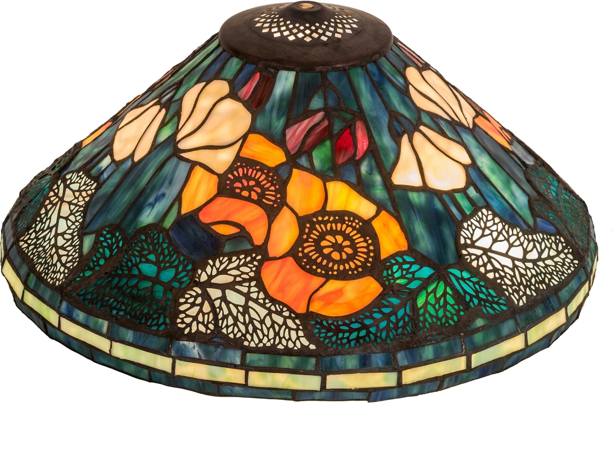 119550 16 in. Poppy Tiffany Cone Lamp Shade, Blue