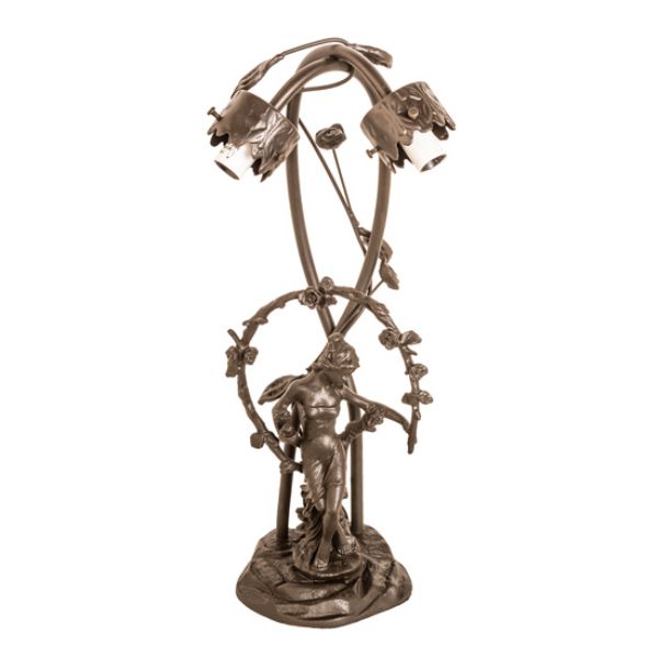 10248 17 in. Pond Lily 2 Light Trellis Girl Table Base Lamp
