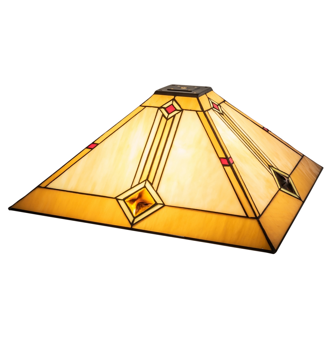 141958 17 in. Square Diamond Mission Lamp Shade, Coral & Beige