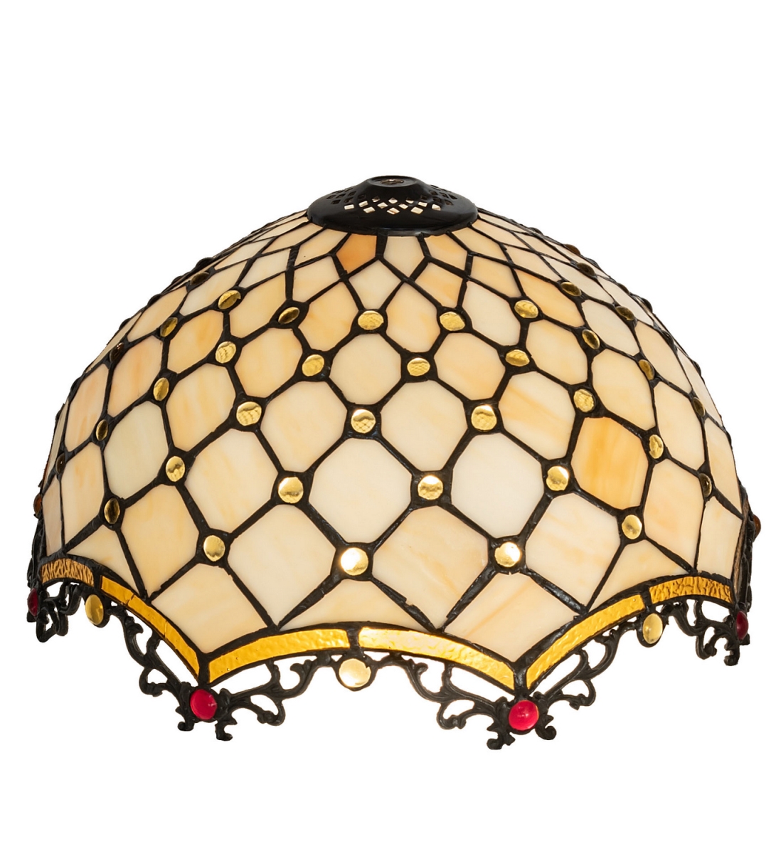 138147 14 in. Diamond & Jewel Lamp Shade, Beige