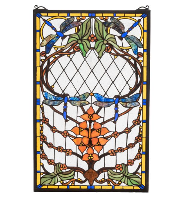 77733 14 in. Dragonfly Allure Stained Glass Window