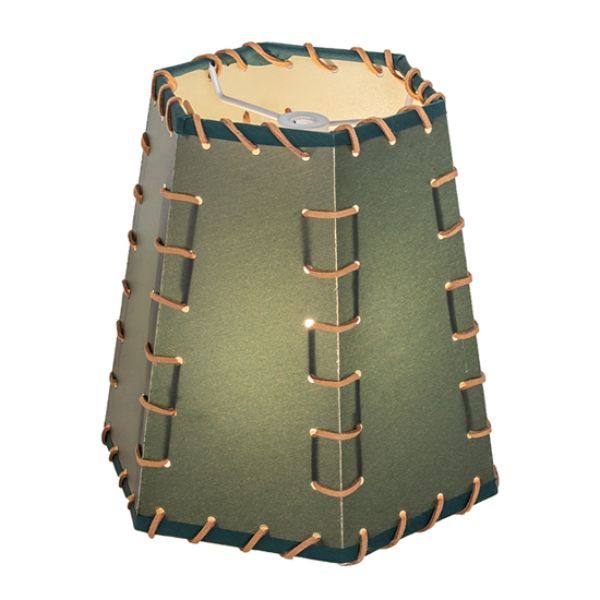 253222 7 in. Faux Leather & Rawhide Hexagon Lamp Shade