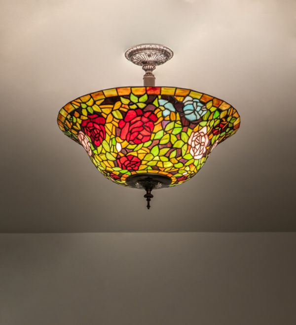 253925 20 in. Tiffany Rosebush Semi-Flushmount