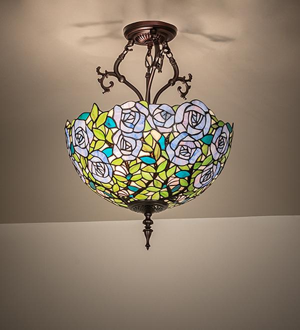 271867 16 in. Mahogany Bronze Rosebush Inverted Semi-Flush Mount