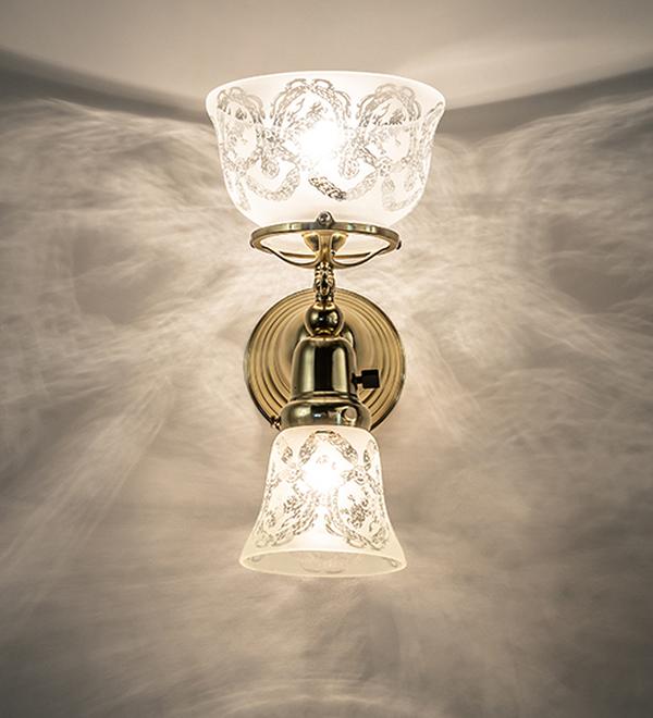 272416 7 in. Polished Brass Gas & Electric 2 Light Wall Sconce