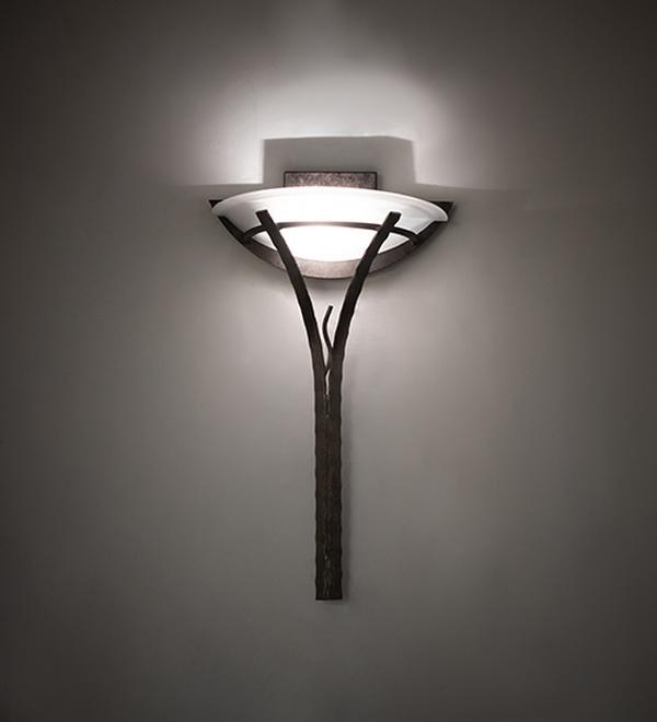 275190 12 in. Smoke Rustic Range Wall Sconce - Wispy White Frosted Glass