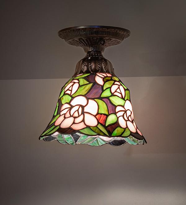 276083 8 in. Mahogany Bronze Begonia Flush Mount