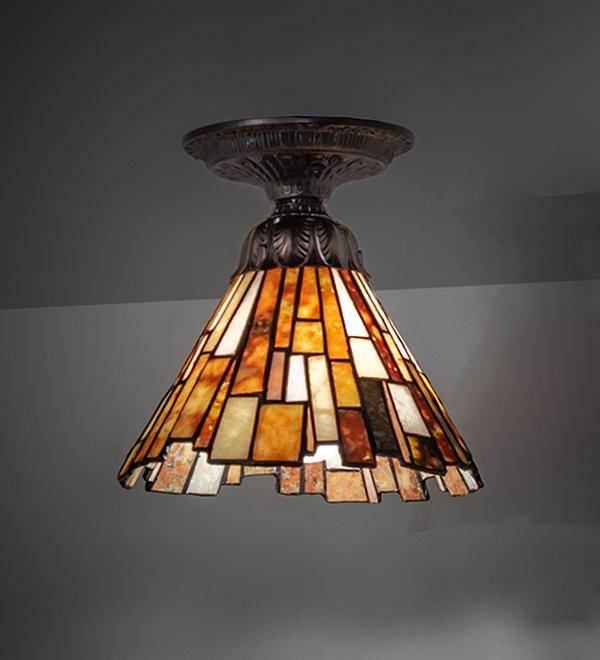 276085 8 in. Mahogany Bronze Delta Jadestone Flush Mount