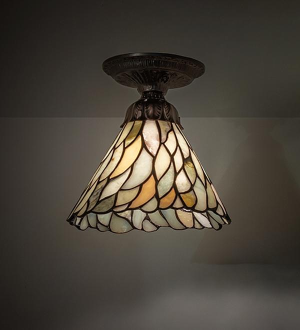 276086 8 in. Mahogany Bronze Willow Jadestone Flush Mount