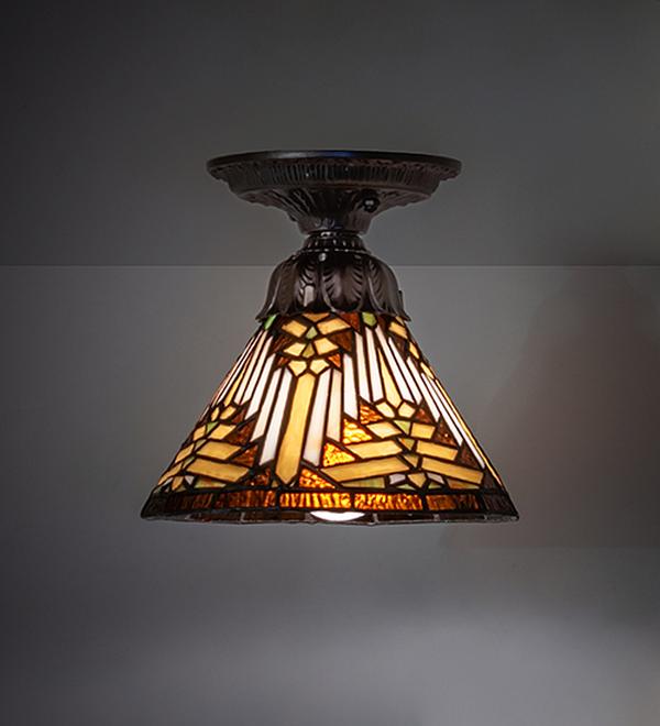 276087 8 in. Mahogany Bronze Nuevo Mission Flush Mount