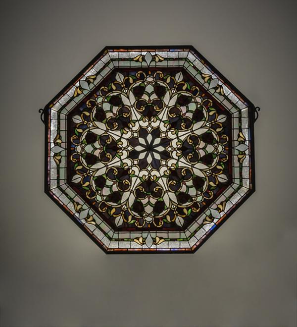 171080 35 x 35 in. Floral LED Backlit Stained Glass Window