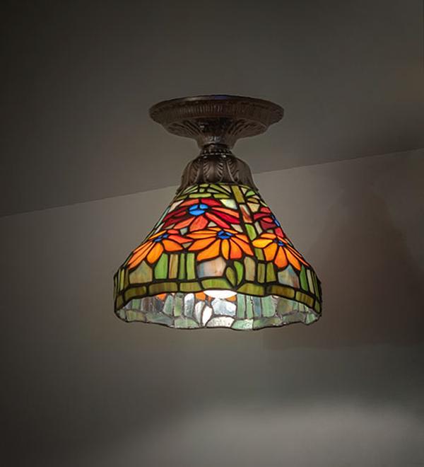 276101 8 in. Mahogany Bronze Poinsettia Flush Mount