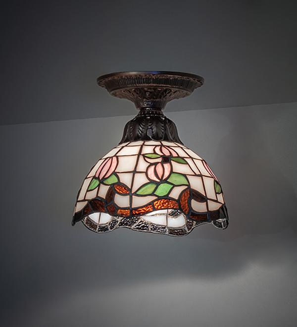 276104 8 in. Mahogany Bronze Rose Border Flush Mount