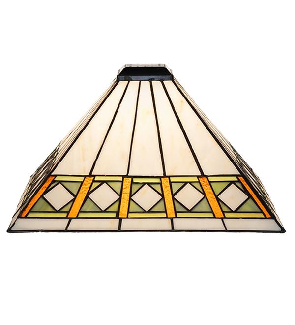 38282 14 in. Square Diamond Band Mission Shade - Stained Glass