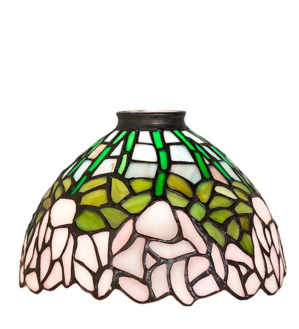 98840 8 in. Passion Pink Tiffany Cabbage Rose Shade - Stained Glass