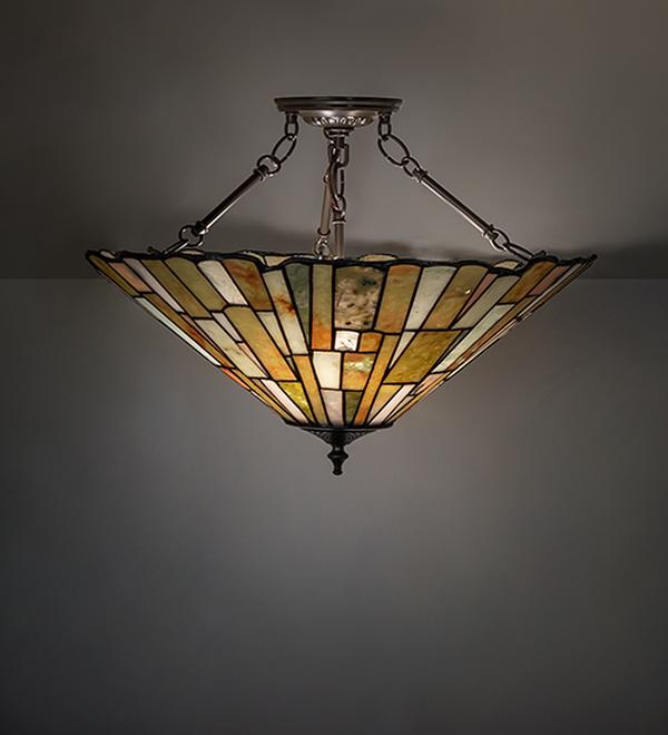 261490 20 in. Timeless Bronze Delta Jadestone Semi-Flush Mount - Multi Color